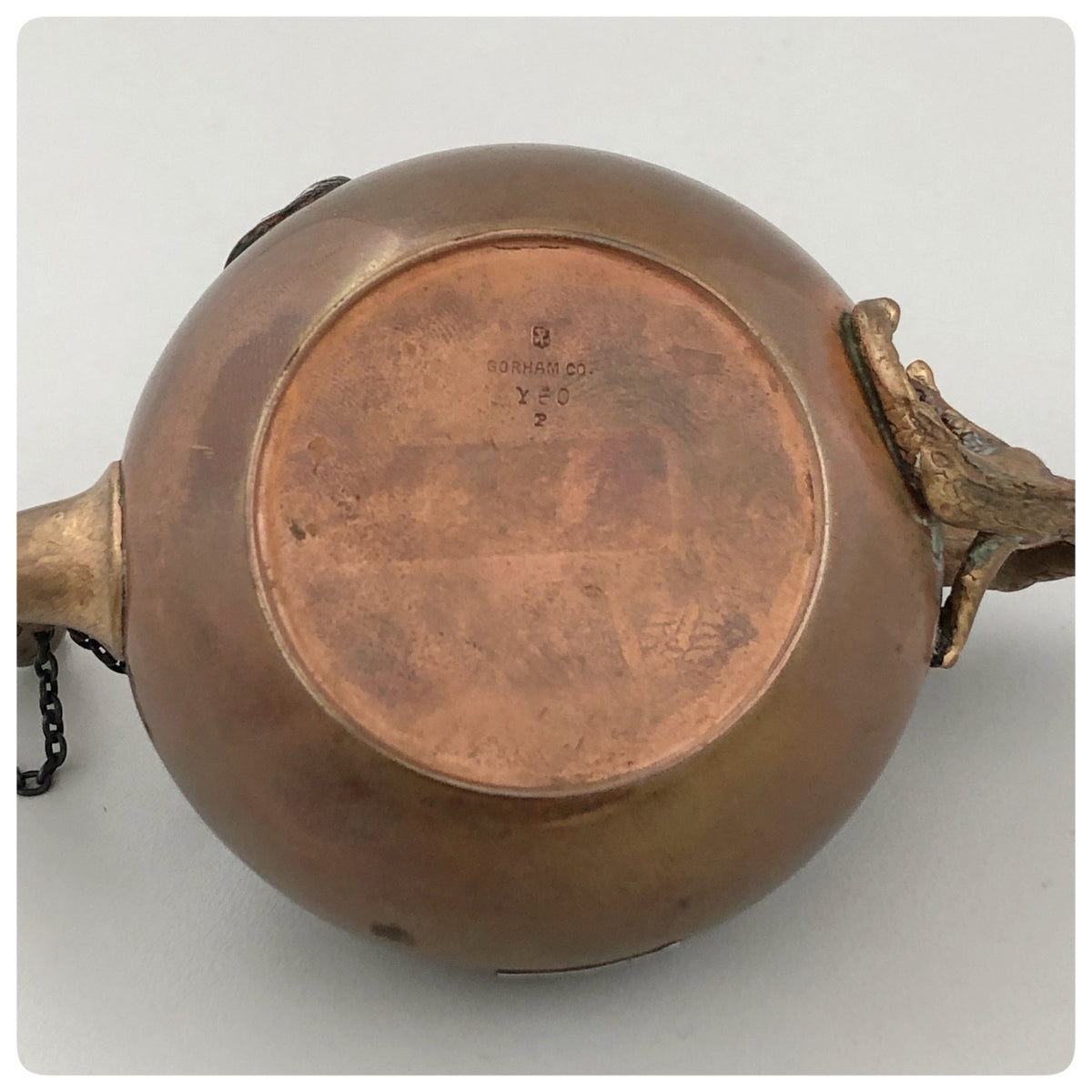 Copper and Silver Japonisme Smoking or Cigar Lamp, Gorham