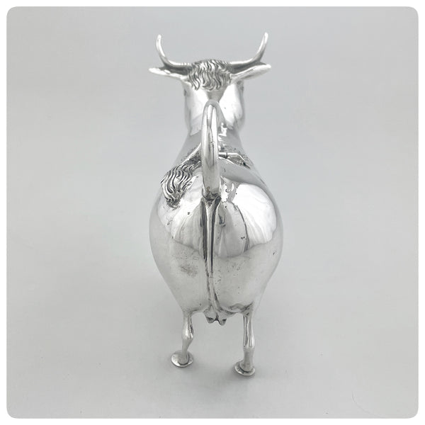 Back, German 800/1000 Solid Silver Cow Creamer, After 1888 - The Silver Vault of Charleston