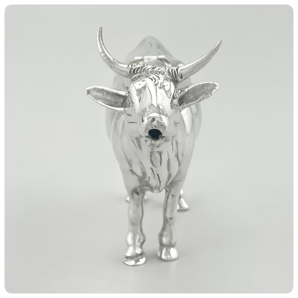 Front, German Sterling Silver Cow Creamer Made for the American Market, Circa 1900 - The Silver Vault of Charleston