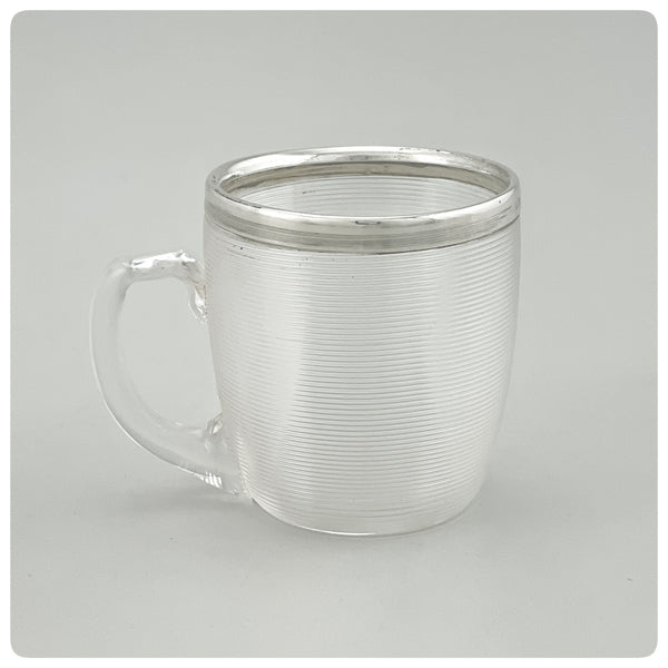 Handle Left, English Sterling and Glass Match Striker in the Shape of a Mug, Charles Fox and Company, Limited, Chester, 1898-1899 - The Silver Vault of Charleston