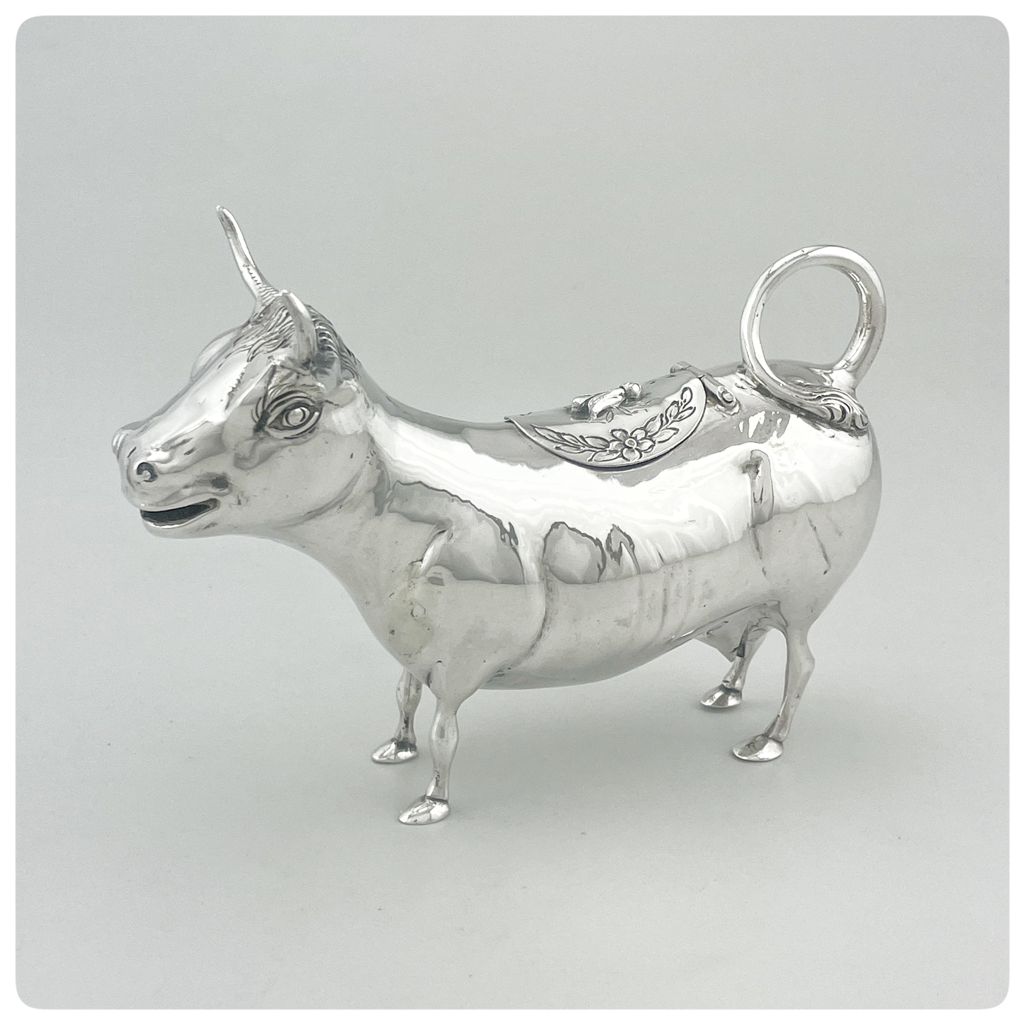 German 800/1000 Solid Silver Cow Creamer, After 1888 - The Silver Vault of Charleston