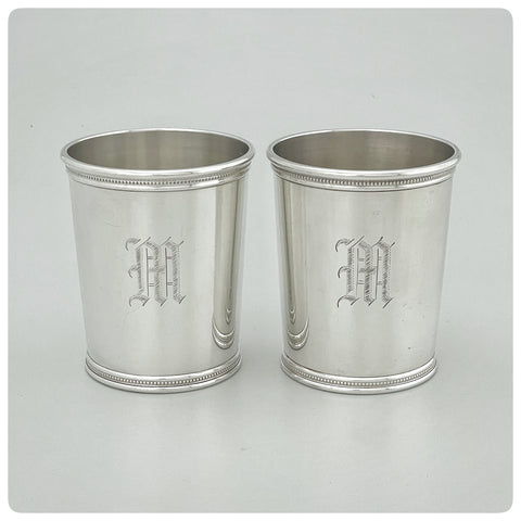 Pair of Sterling Silver Mint Julep Cups in the "Presidential Series", Mark J. Scearce, Shelbyville, KY, 1967-1971 - The Silver Vault of Charleston